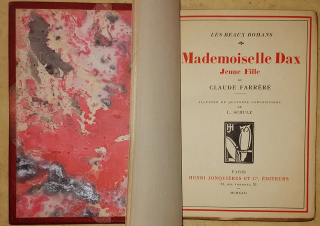 Claude FARRERE : Mademoiselle DAX Jeune Fille (1922) illustrations Schulz