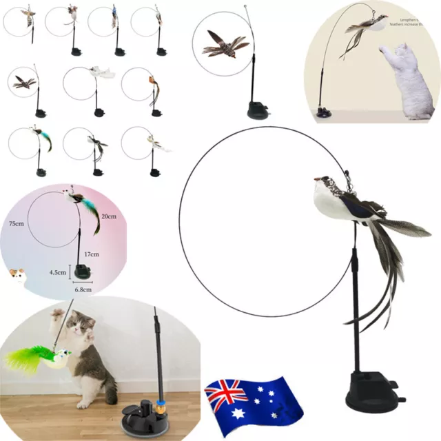 Cat Play Toy Simulation Birds Teaser Wand Interactive Stick with Suction Cup