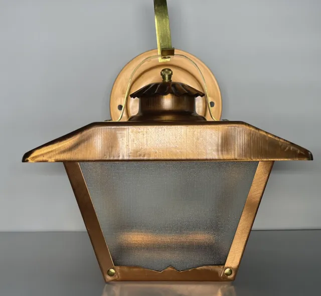 Vintage Copper Porch Wall Sconce Light Fixture Lantern NOS