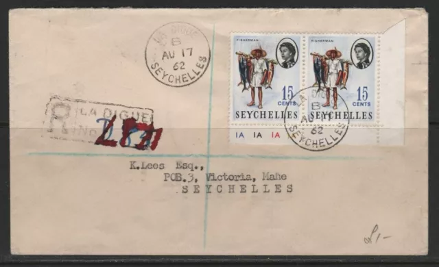 Seychelles Cover La Digue 17.08.1962 R-Cover Fisherman