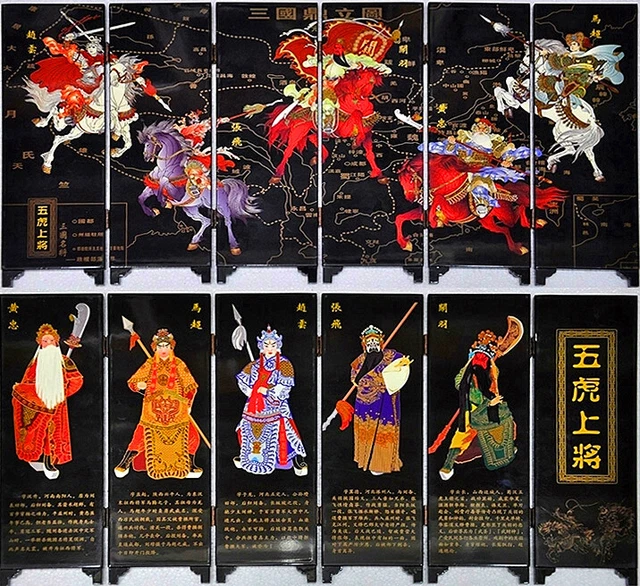 Small screen decorative ornaments 仿古漆器小屏风装饰摆件  中国风送老外特色商务礼品京剧脸谱 高档礼盒装
