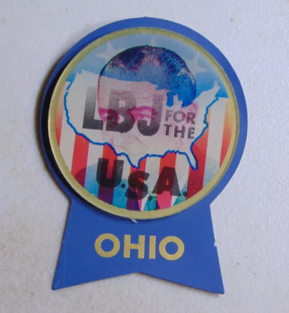 Lyndon Johnson LBJ 1964 Ohio flasher campaign pin button political