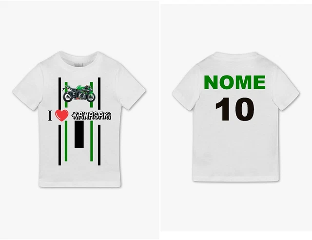 tshirt maglietta bimbo Stampa moto KAWASAKI personalizzata nome e numero bambino