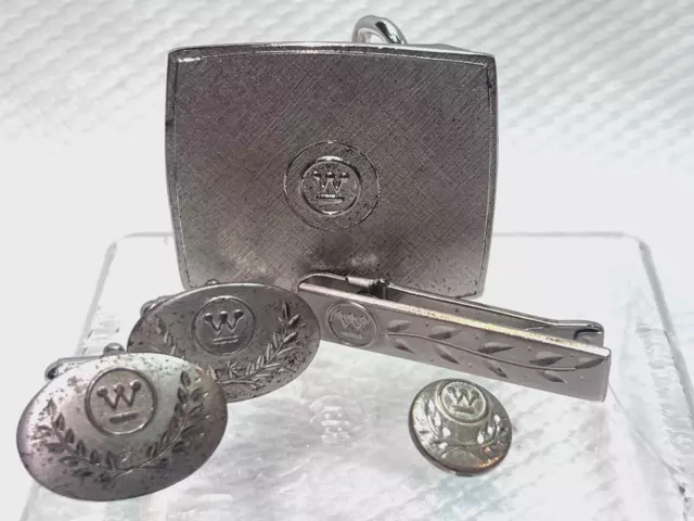 Vtg Westinghouse 10 15 20 Yr Awards Anson Sterling Cufflinks Belt Buckle Tie Bar