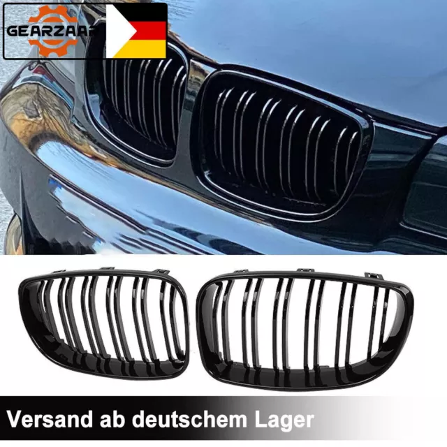 Nieren Kühlergrill Doppelsteg  Für Bmw 1Er E81 E87 E82 E88 07-13 Gläzend Schwarz