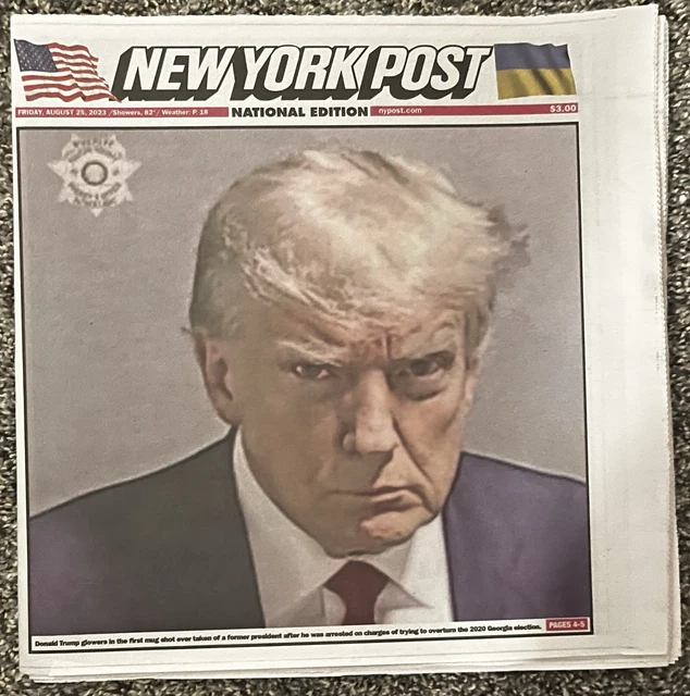 NEW YORK POST - Donald Trump Mugshot Newspaper - 8/25/2023 £232.14 ...