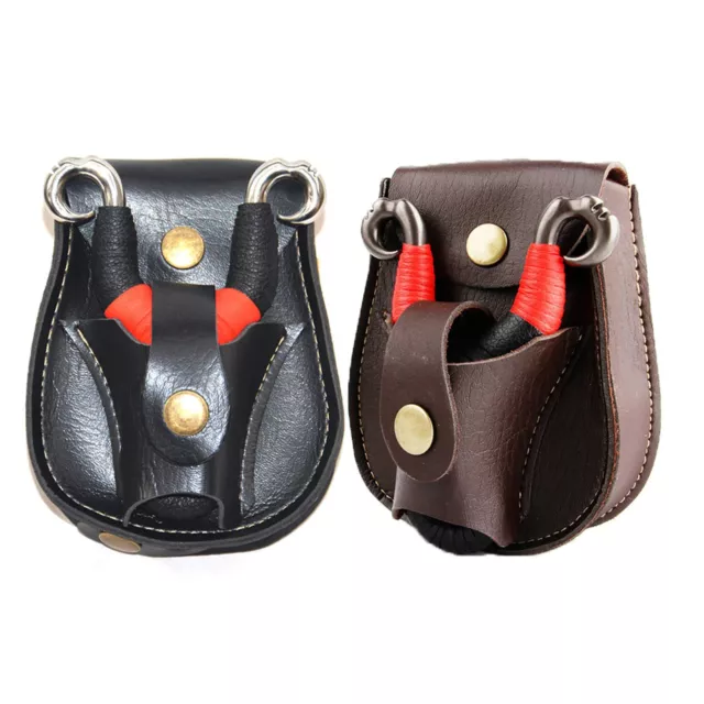 OUTDOOR LEATHER SLINGSHOT Ammo Steel Balls Pouch Catapult Case Waist ...