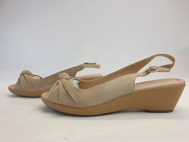 FOOTGLOVE SANDALS LADIES Womens Size 7 EU 40.5 Beige Wedge Low
