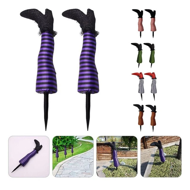 Vibrant Halloween Witch Legs Ornament Perfect for Yard Party Decor Set of 2