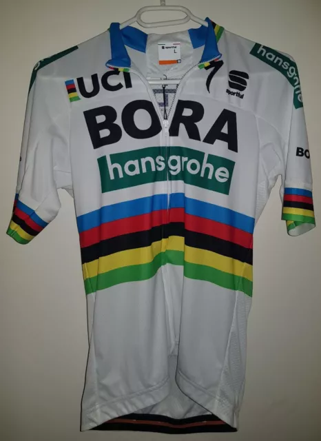 PETER SAGAN JERSEY L Bora Hansgrohe cycling jersey 2018 World Champion ...