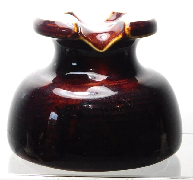 Large Pinco Brown Ceramic Threaded Pole Insulator Weighs 2 lbs and 11oz 2