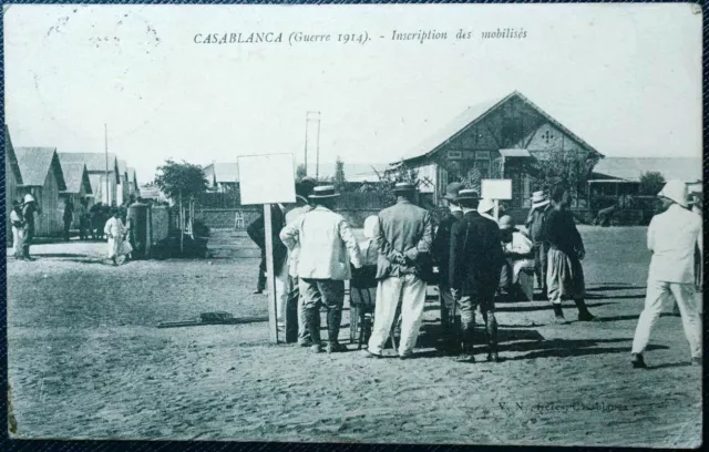 Maroc Casablanca Guerre 1914 Mobilisés Armée Carte Postale Cachet Militaire 2