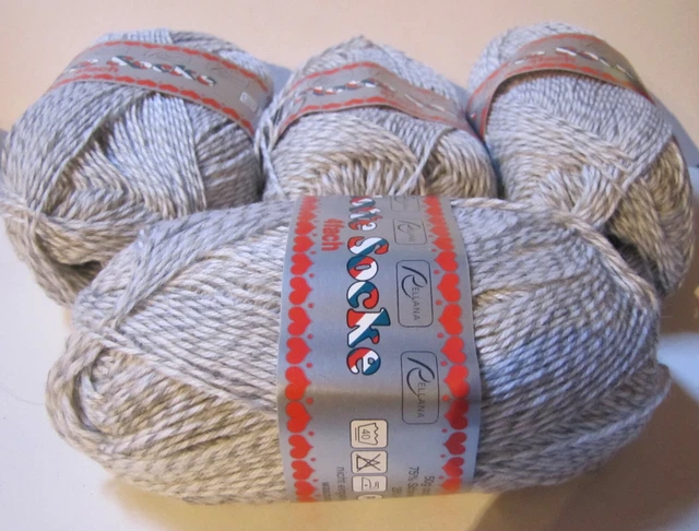 Rellana Flotte Socke  Grau - meliert  4 fach 200 g Grundpreis 1kg 30 Euro