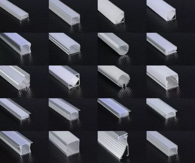 Perfil Aluminio Para Tiras Strip LED Barra Rígido Perfil + Cobertura