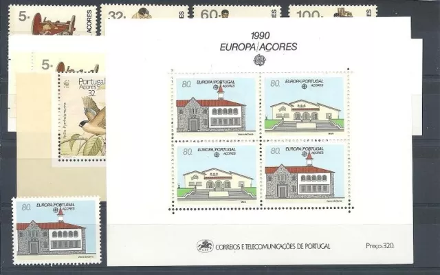 1990 Azzorre Acores Annata Completa 9 Valori - 1 Bf - 1 Lib Nuovi Mf7242