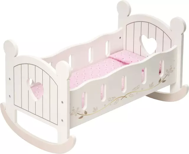 ROBUD Dolls Cot Wooden Baby Girls Toys, 3+ Year Old Girl Toddler Toy Doll Bed 2