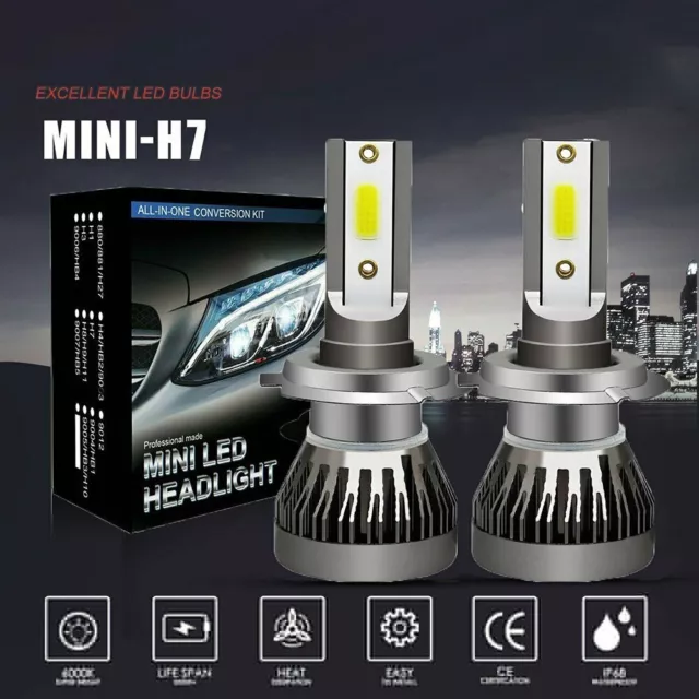 2x H7 LED Phare Rechange Xenon Hi / Bas Kit Ampoules Faisceau 6500K Canbus