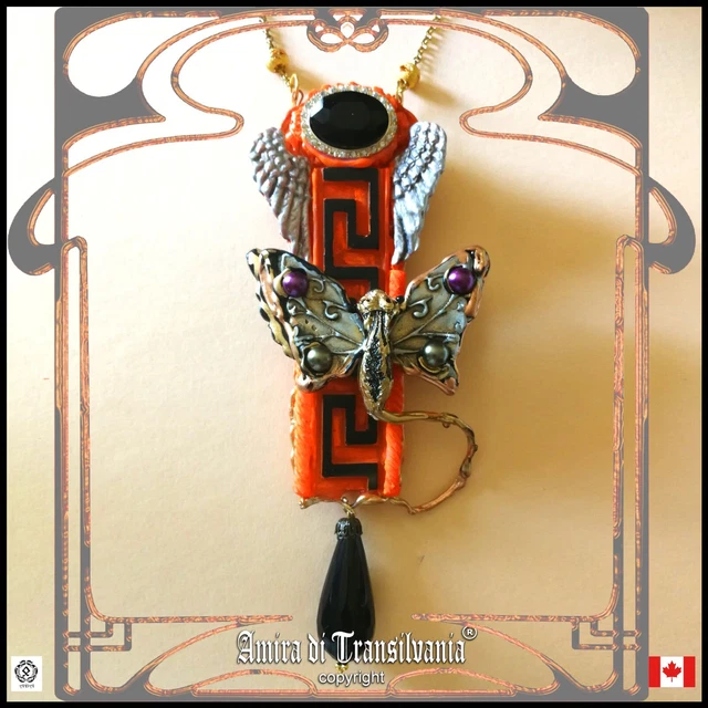 art deco nouveau jewelry necklace pendant woman luxury retro butterfly wings bib