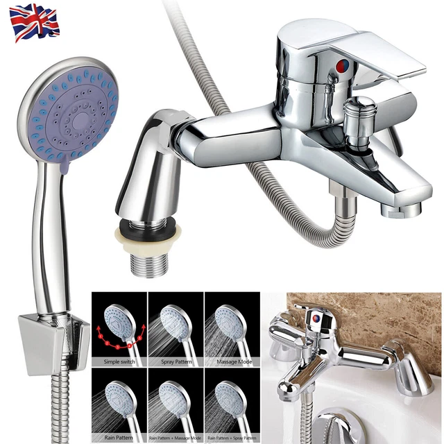LUXURY BATHROOM CHROME Sink Bath Filler Tap Mixer Set with Hand Held ...