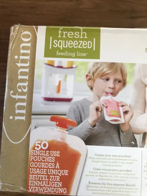 40 x Infantino Squeeze Beutel 4oz. Baby Frischfutterspender Fütterung Entwöhnungsbeutel 2