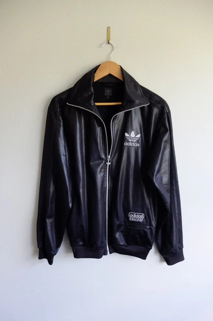Rara giacca tuta Adidas Chile 62' S nera trifoglio wetlook originali 2008
