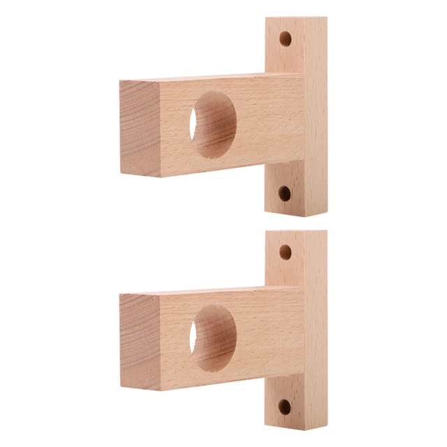 2 Pcs Bois Support De Poteau Romain Supports Matériel Rideau Fin Garde-robe