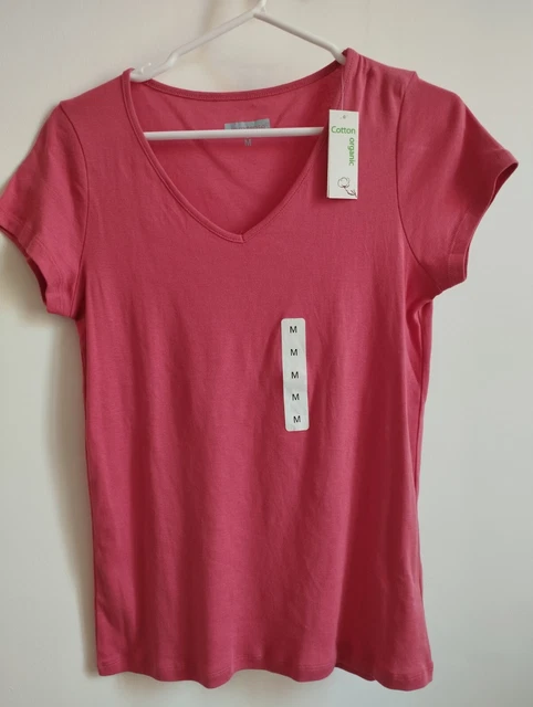 T-shirt rose neuf avec étiquette col en V taille M