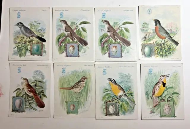 8 American Song Birds Trade Cards by The Singer Sewing Machine Co.; 1929 cards