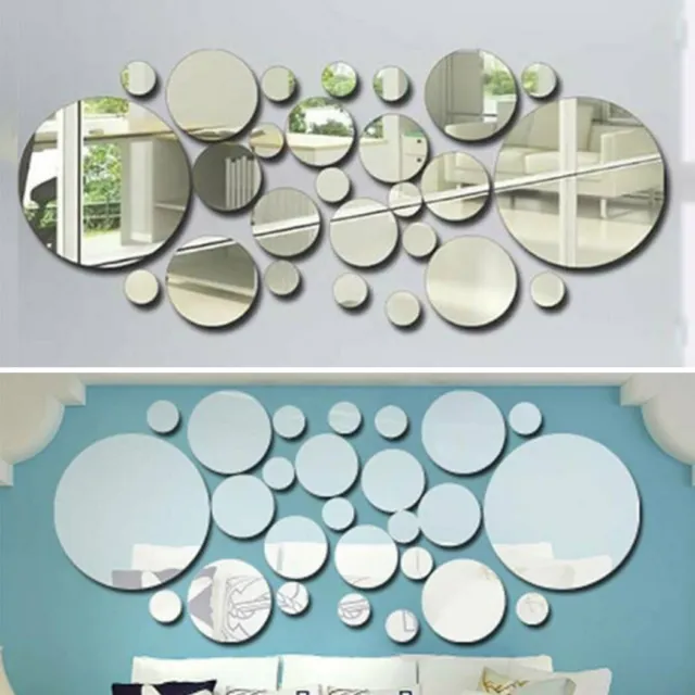ADESIVI DA PARETE specchio decorazione casa argento bianco 26 pz/set fai da  te 3 EUR 10,89 - PicClick IT