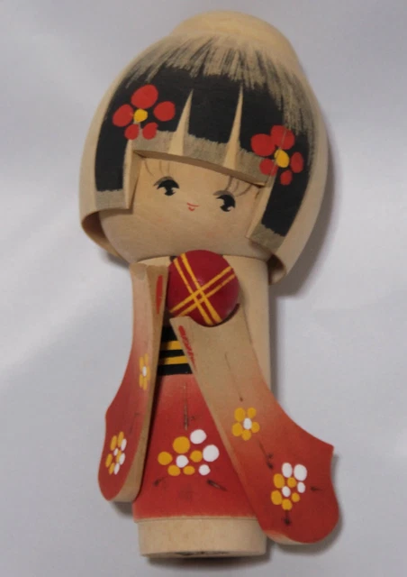VTG Japanese KIMONO KOKESHI DOLL H6.8" NINGYO Stamped on the bottom HAND paint