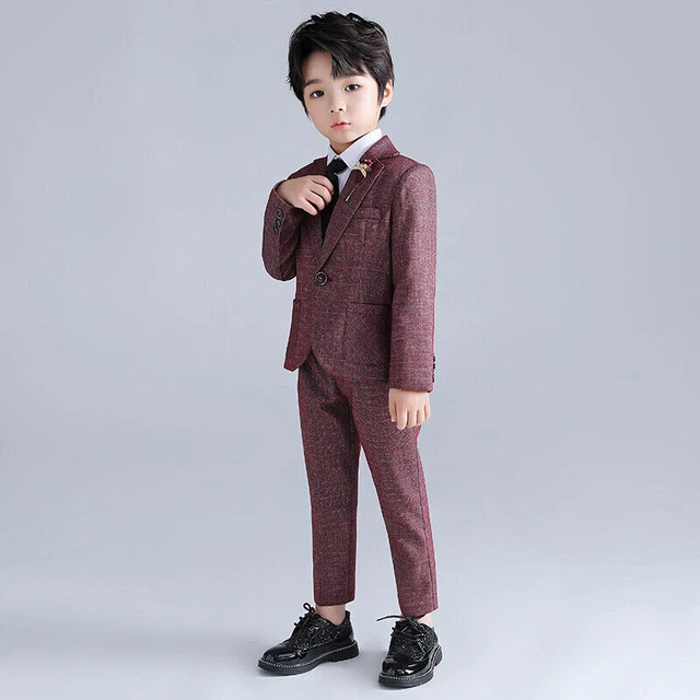 Abiti da ragazzo pezzo abito da sposa pagina bambini ballo festa blu navy rosso 2-11 anni nuovo 11