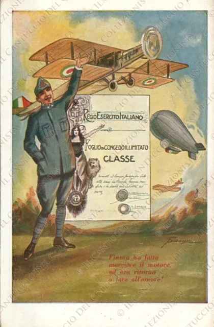 CONGEDO illimitato AVIAZIONE Regio Esercito Cartolina militare WW1 T. Didone