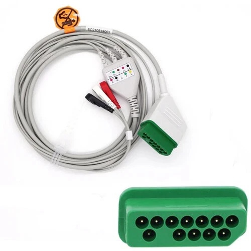 Compatible with Nihon Kohden 4101,4103 12pin 3lead pinch Grabber ECG/EKG Cable
