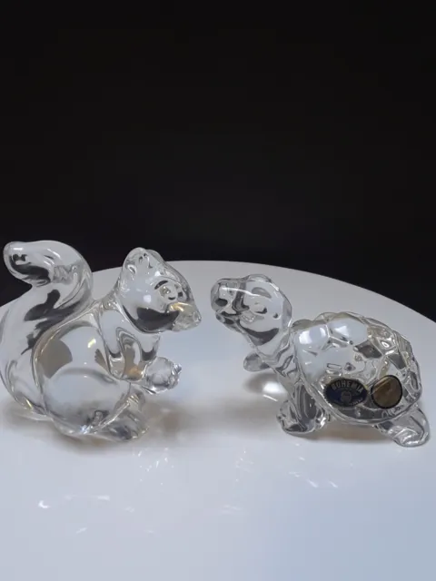 Bohemia Czech Republic 24 %Lead Crystal Turtle and Squirrel Paperweight decore 2