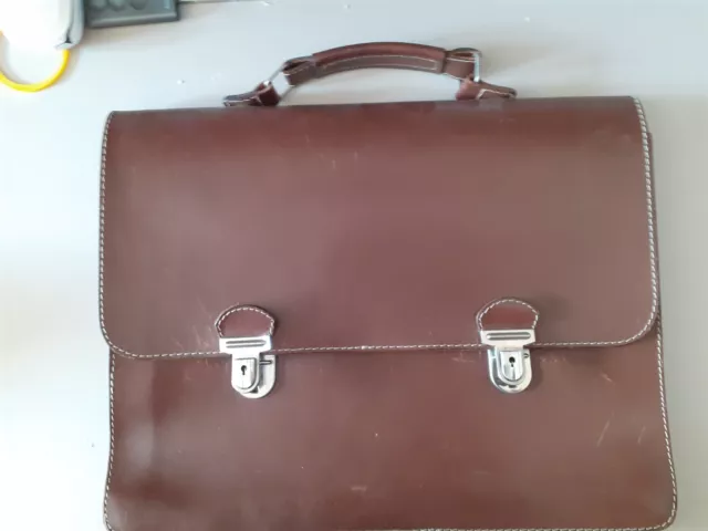 Antica Borsa Uomo Cartella Cuoio Portadocumenti Valigia 24 Ore Vintage Antica