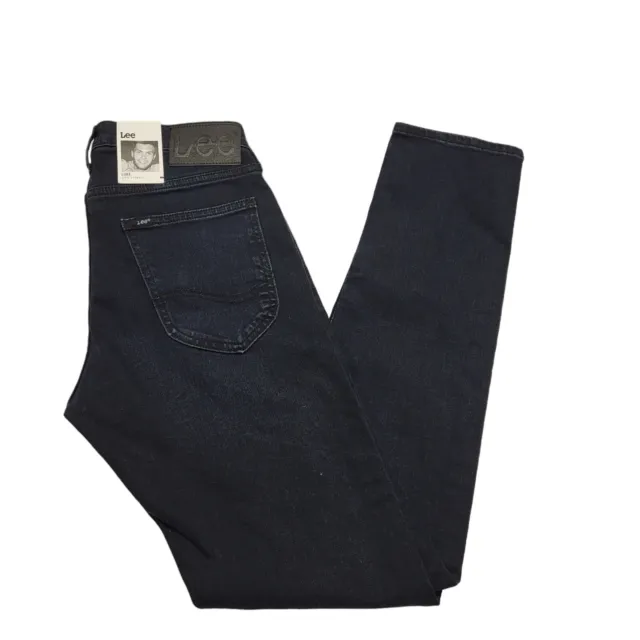 Jeans da uomo Lee Luke slim conico scuro XS W28 L32 nuovi con etichette BB788