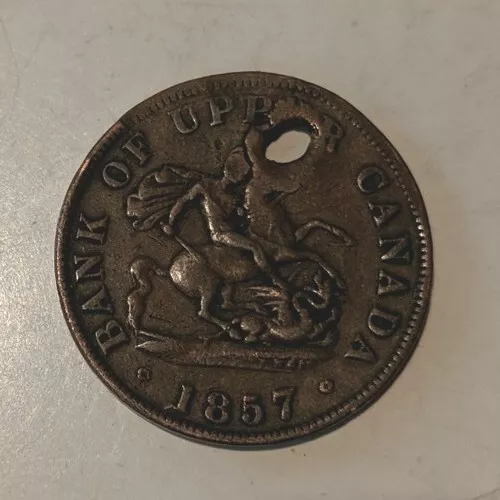 Bank Of Upper Canada 1857 Half Penny Coin Token Saint George & The Dragon