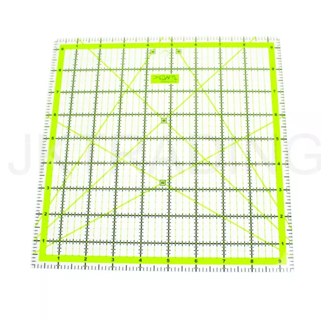 JKCraft Anti Slip Quilting Ruler 9.5"x9.5" 2-Colour Grid Patchwork Square Rulers