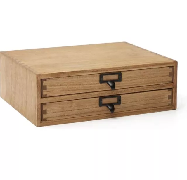 Kirigen Natural Wood Desktop Storage Cabinet -Shallow Type - Natural