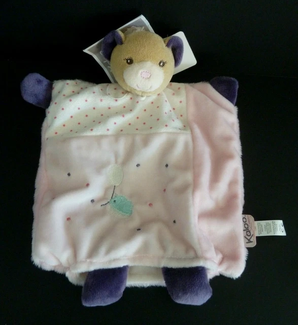 *. Doudou Plat Marionnette Kaloo Joli Petite Rose Ours Violet Oiseau Ballon Neuf