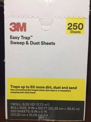 3M 55654W Easy Trap Sweep and Dust Sheets (250 Sheets per Roll) White