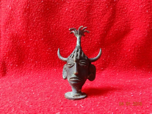 World Rare Vintage African Tribal People Liberian Hand Carved Brass Fine Art #15