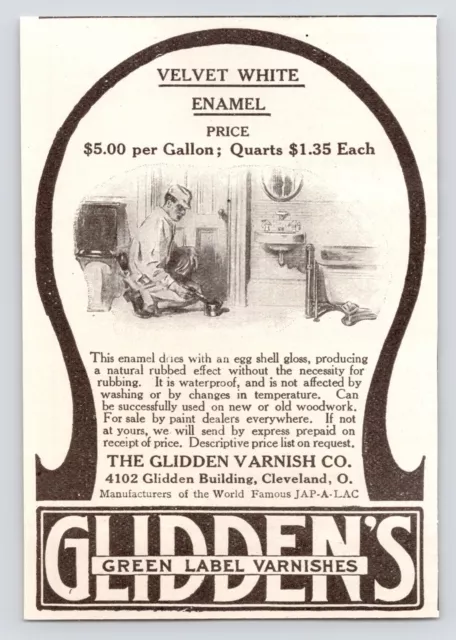 c1880s Glidden's Enamel Paint Varnish Co Cleveland Ohio OH Art Antique Print Ad