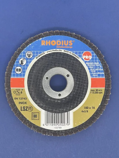 Rhodius Flap Disc 100mm x 16 #80G LSZF1