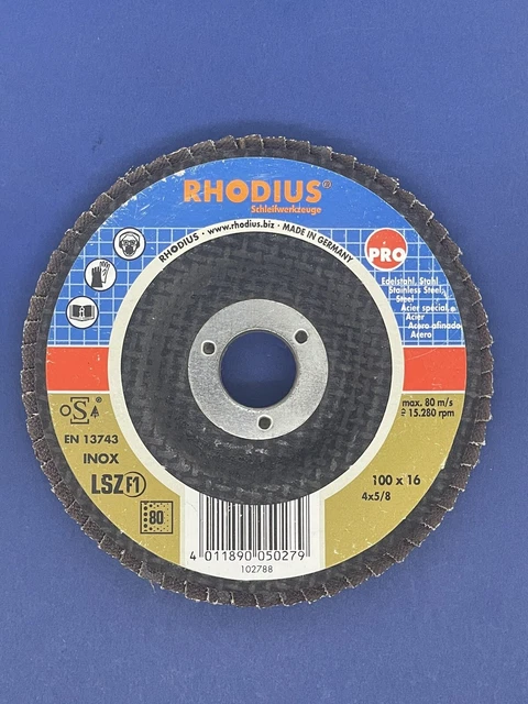 Rhodius Flap Disc 100mm x 16 #80G LSZF1