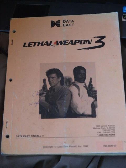 ORIGINAL PINBALL MACHINE manual Lethal Weapon 3 Flipper with schematics ...
