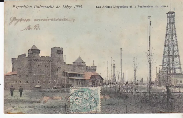 Cpa Exposition Universelle De Liege 1905 Les Arenes Liegeoises Et Le Perforateur