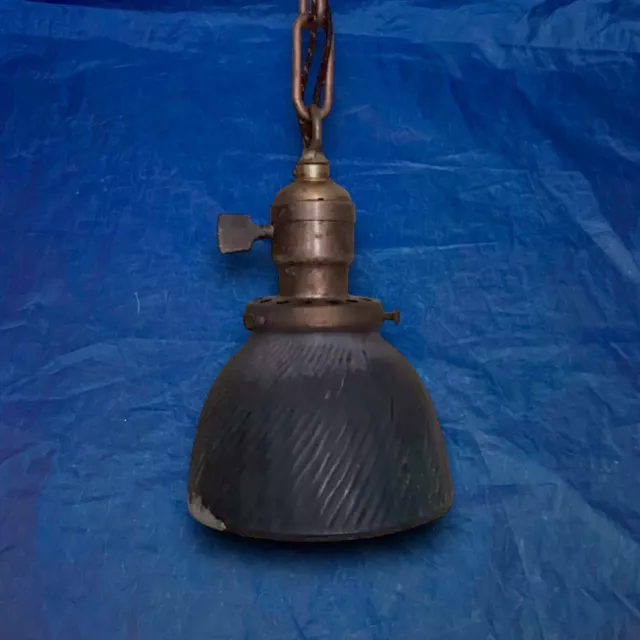 17" Long Brass Pendant Light Fixture Xray Shade Globe Hubbell Socket 26E 2