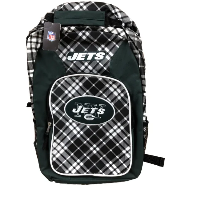 NEW New York Jets Backpack - Plaid NWT Green Black White NFL Book Bag