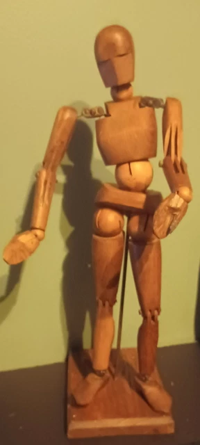 Grand Mannequin Articulé En Bois - Vintage Années 1950 - Pour Vitrine Ou Déco